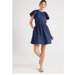 Free assembly size large fit and flare denim dress